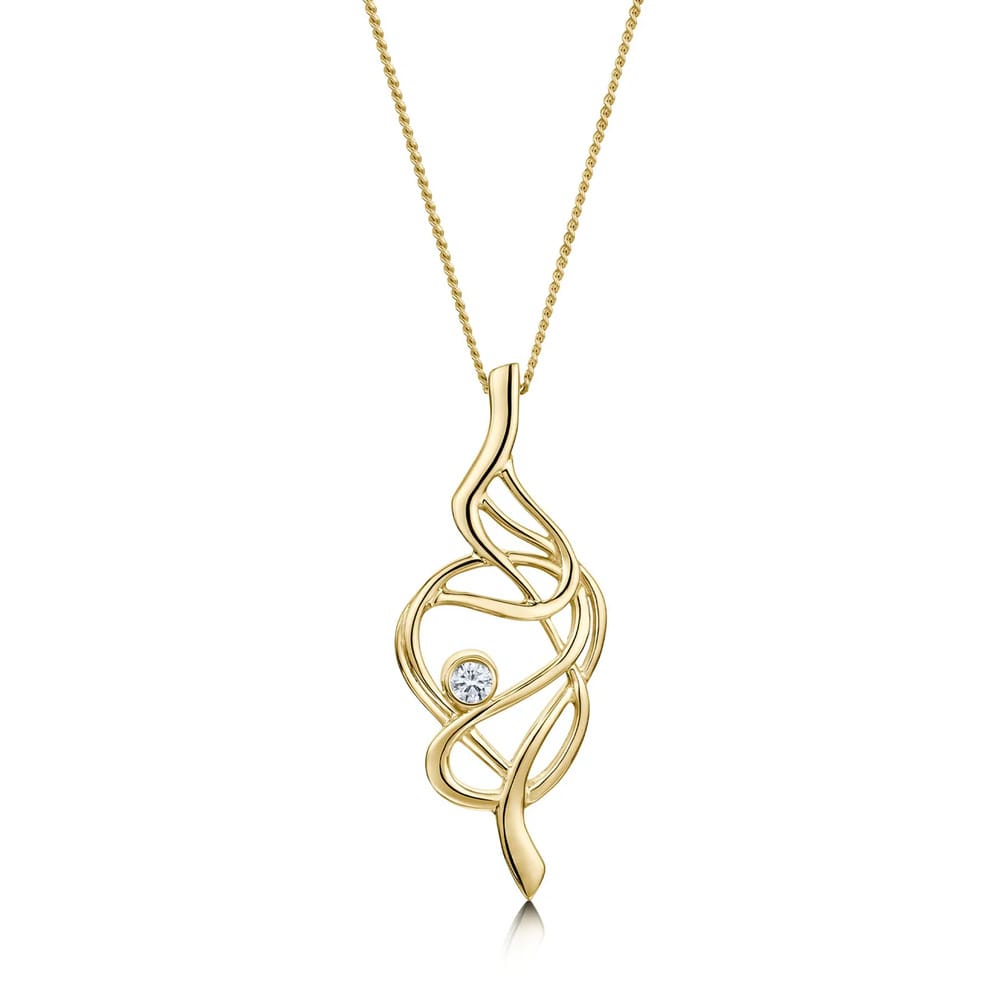 Sheila Fleet 9ct Yellow Gold Tidal Diamond Dress Pendant