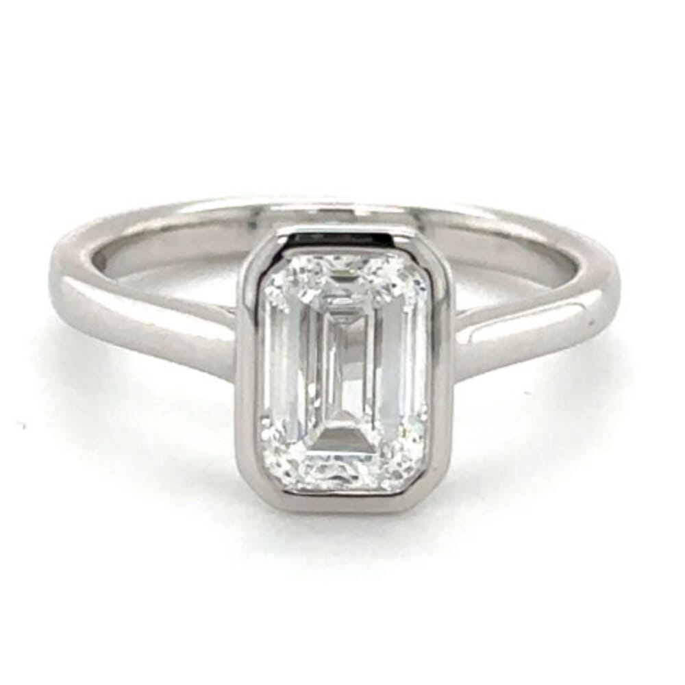 Platinum Lab Grown 1.57ct Emerald Cut Diamond Ring