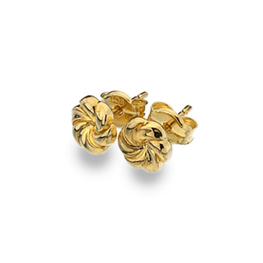 Curteis 9ct Yellow Gold Floral Swirl Stud Earrings