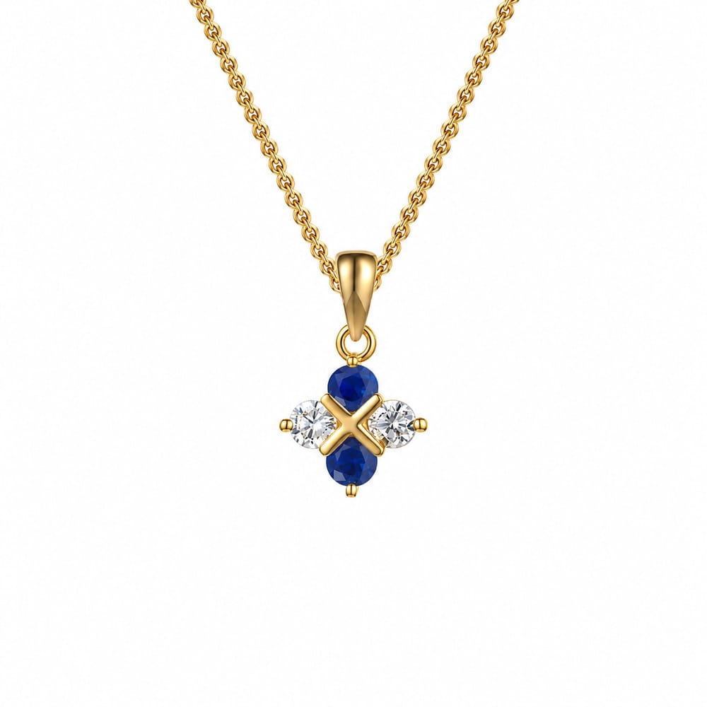 Amore 9ct Yellow Gold Sapphire Snow Serenity Pendant