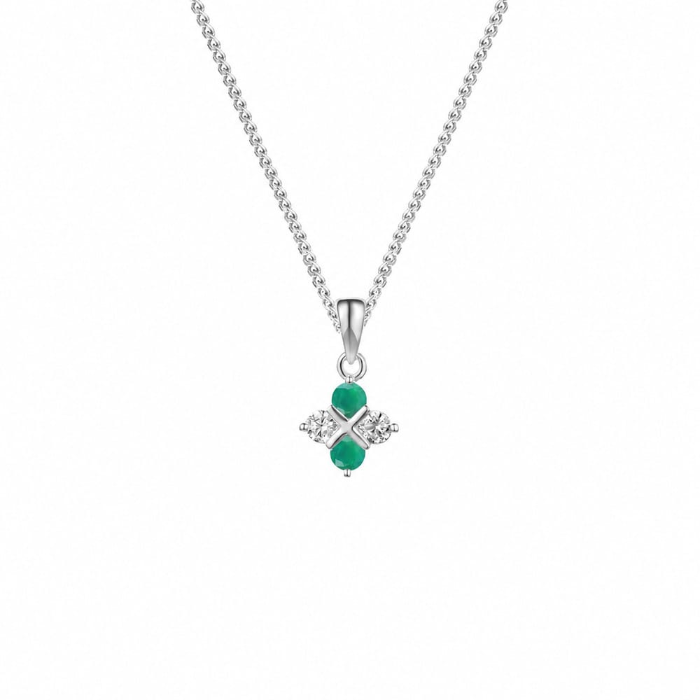 White Gold Emerald Necklace | Amore | Emerald & Diamond