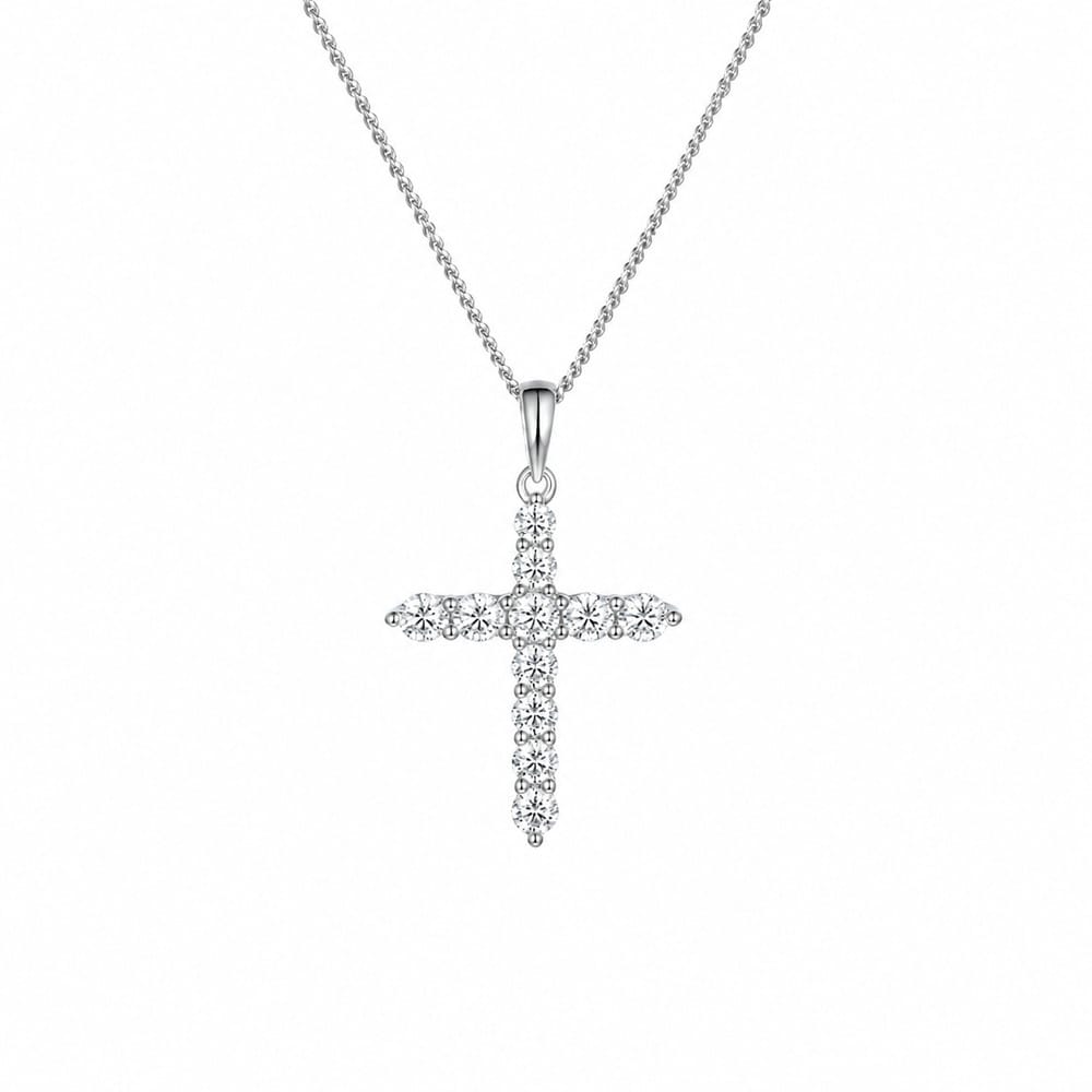 Amore 9ct White Gold Diamond Divine Cross Pendant