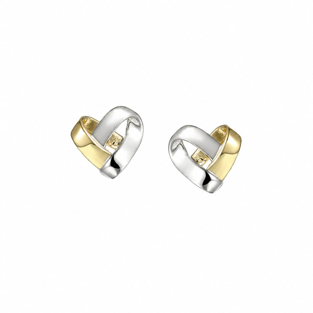 Amore 9ct Gold Heart Beat as One Stud Earrings