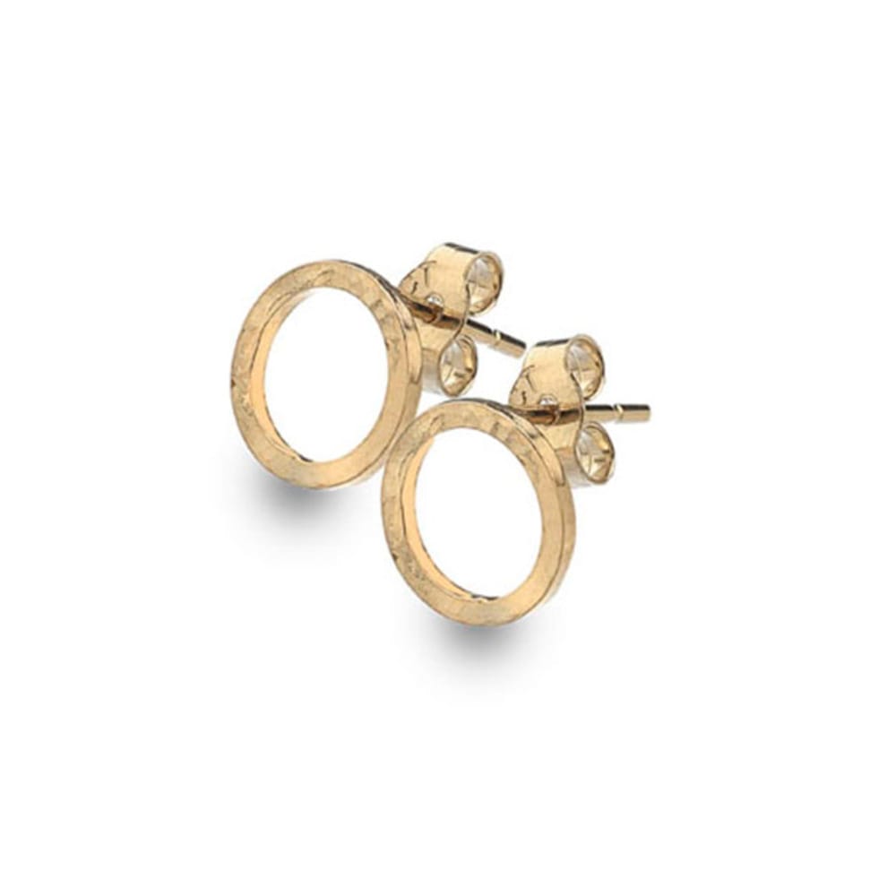 Curteis 9ct Yellow Gold Hammered Circle Stud Earrings