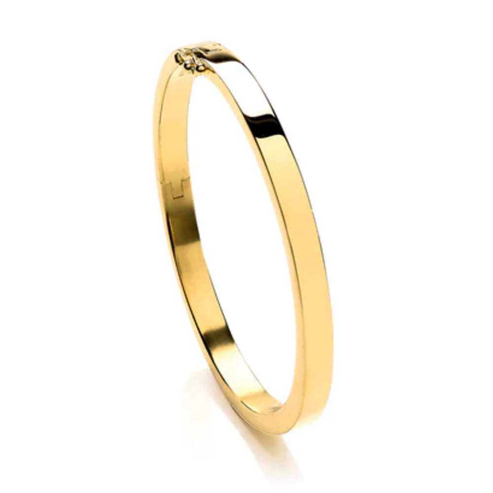 Gold Plated Flat Oval Solid Hinged Bangle