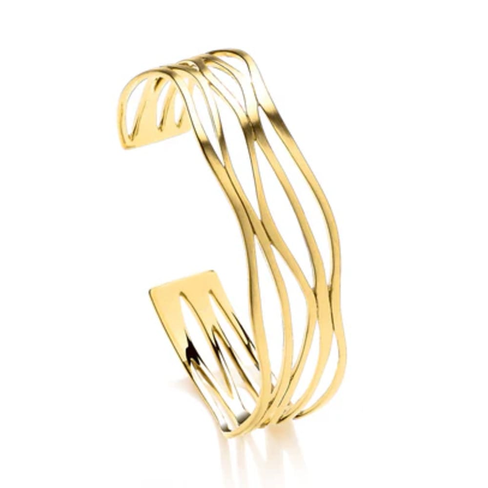 Gold Plated Wavy Cuff Bangle