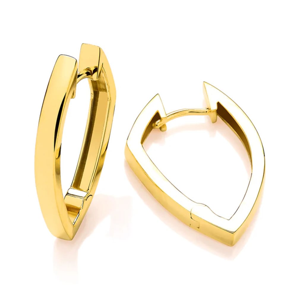 Gold Plated Shield Shape Hoop Earrings