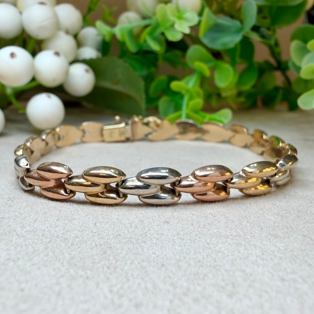 Second Hand 9ct Gold Oval Brick Link Bracelet