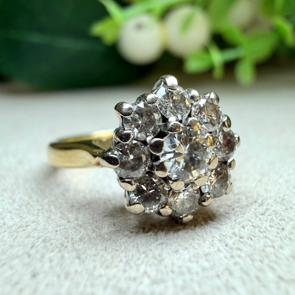 Second Hand 18ct Yellow Gold 0.55ct Diamond Cluster Ring
