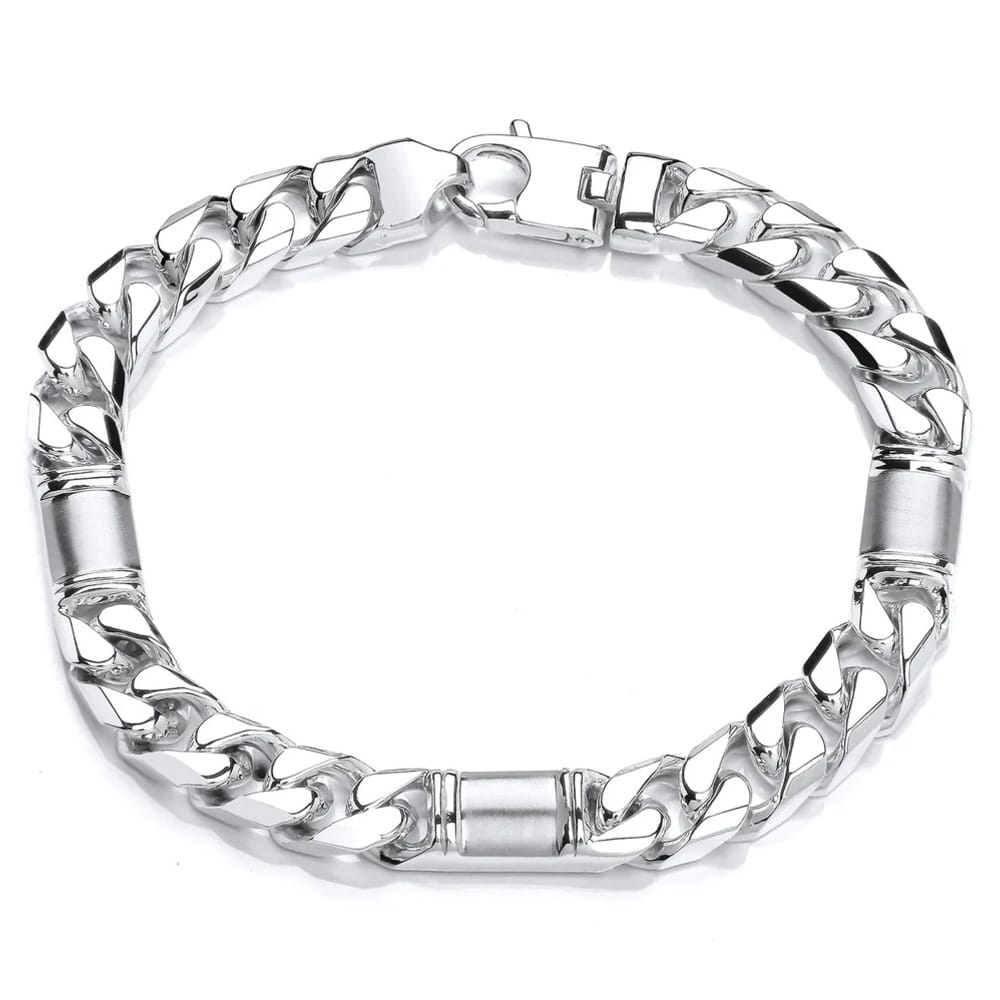 Silver Square Curb Blocks Bracelet
