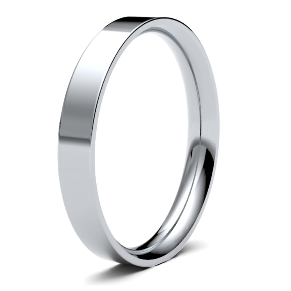 18ct White Gold 2.5mm Flat Court Ladies Wedding Band
