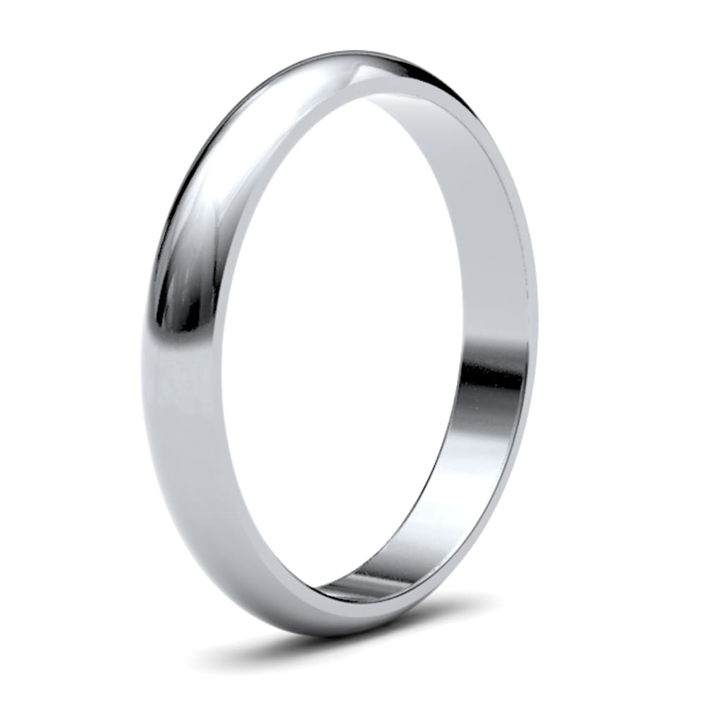 Platinum 3mm D-Shape Ladies Wedding Band