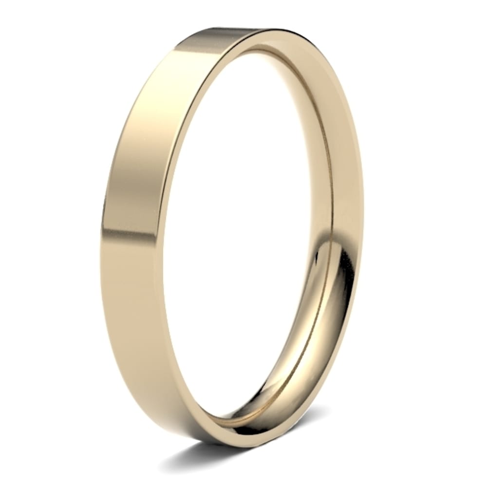 18ct Yellow Gold 3mm Flat Court Ladies Wedding Band
