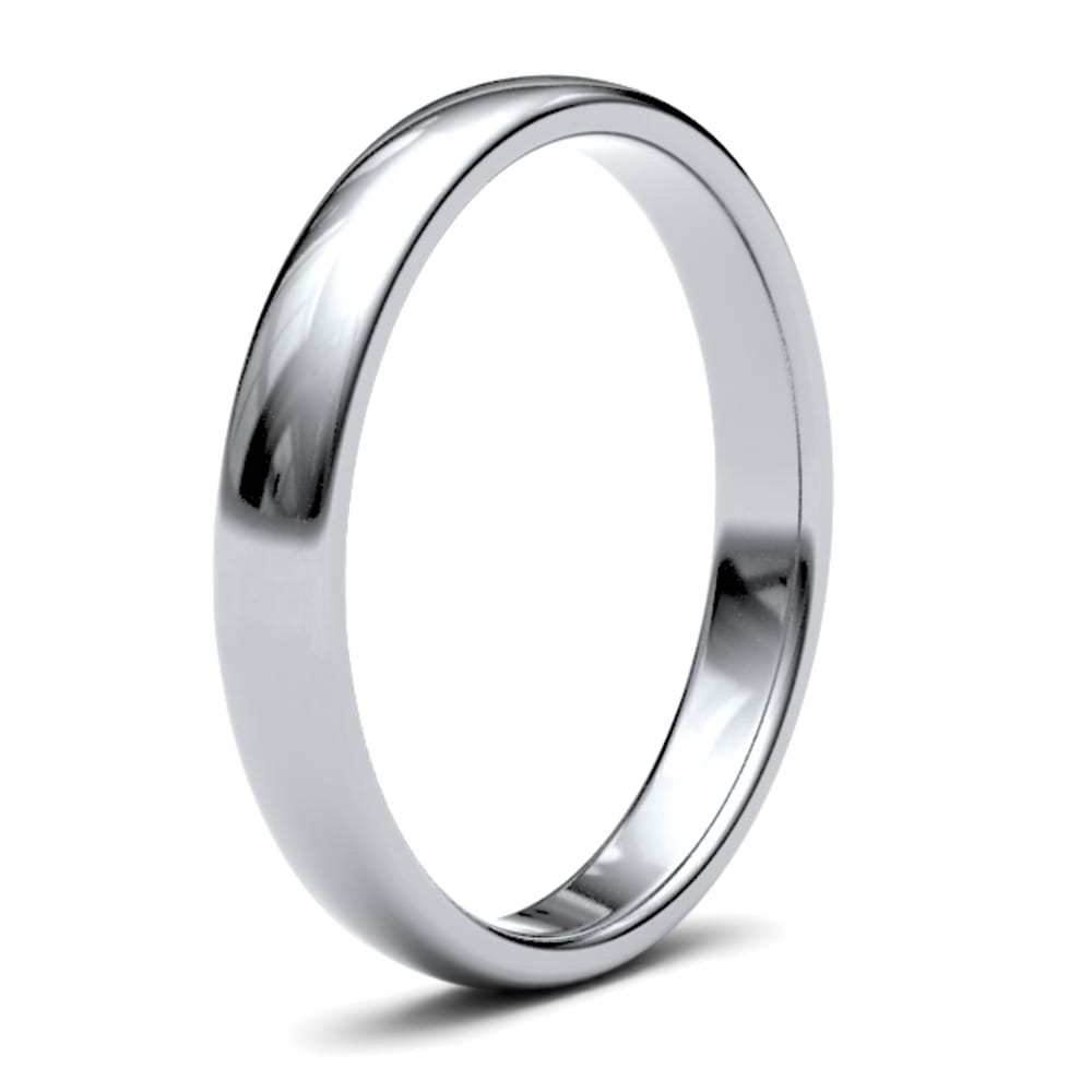 18ct White Gold 3mm Premium Court Ladies Wedding Band