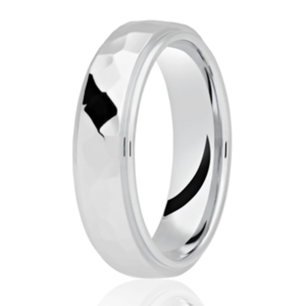 Platinum 6mm Traditional Court Hammered Men's Wedding Band