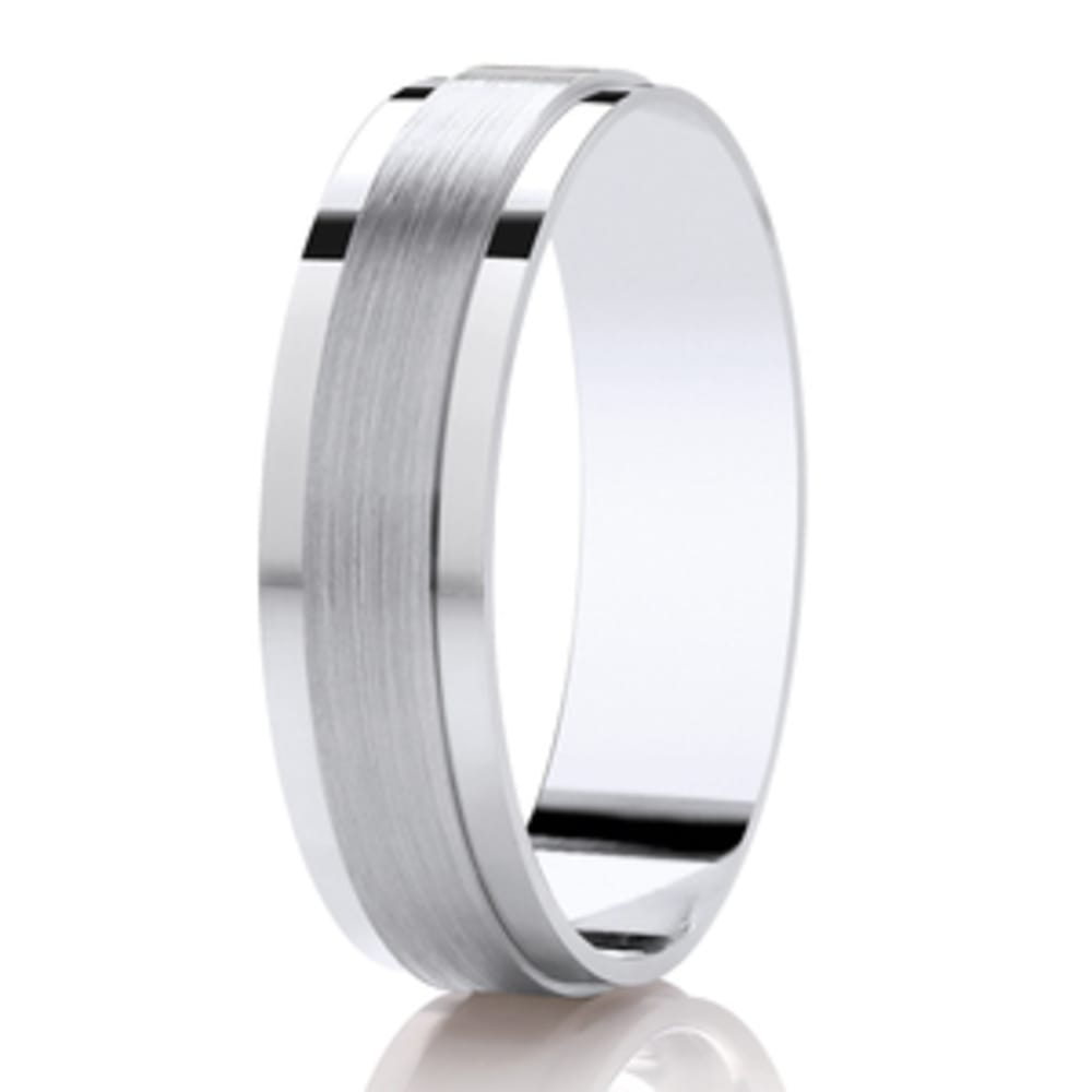 Platinum 6mm Flat Court Brushed Men's Wedding Band