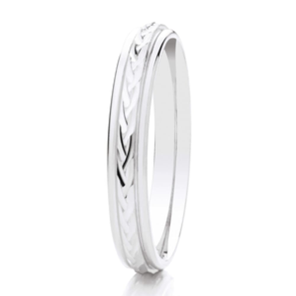 Platinum 2.5mm Traditional Court Patterned Ladies Wedding Band