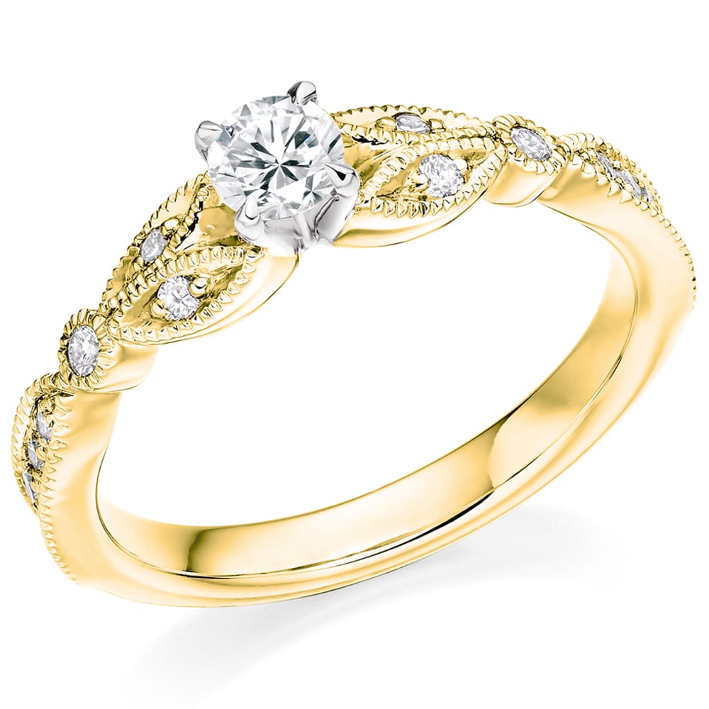 18ct Yellow Gold 0.43ct Diamond Fancy Solitaire Ring