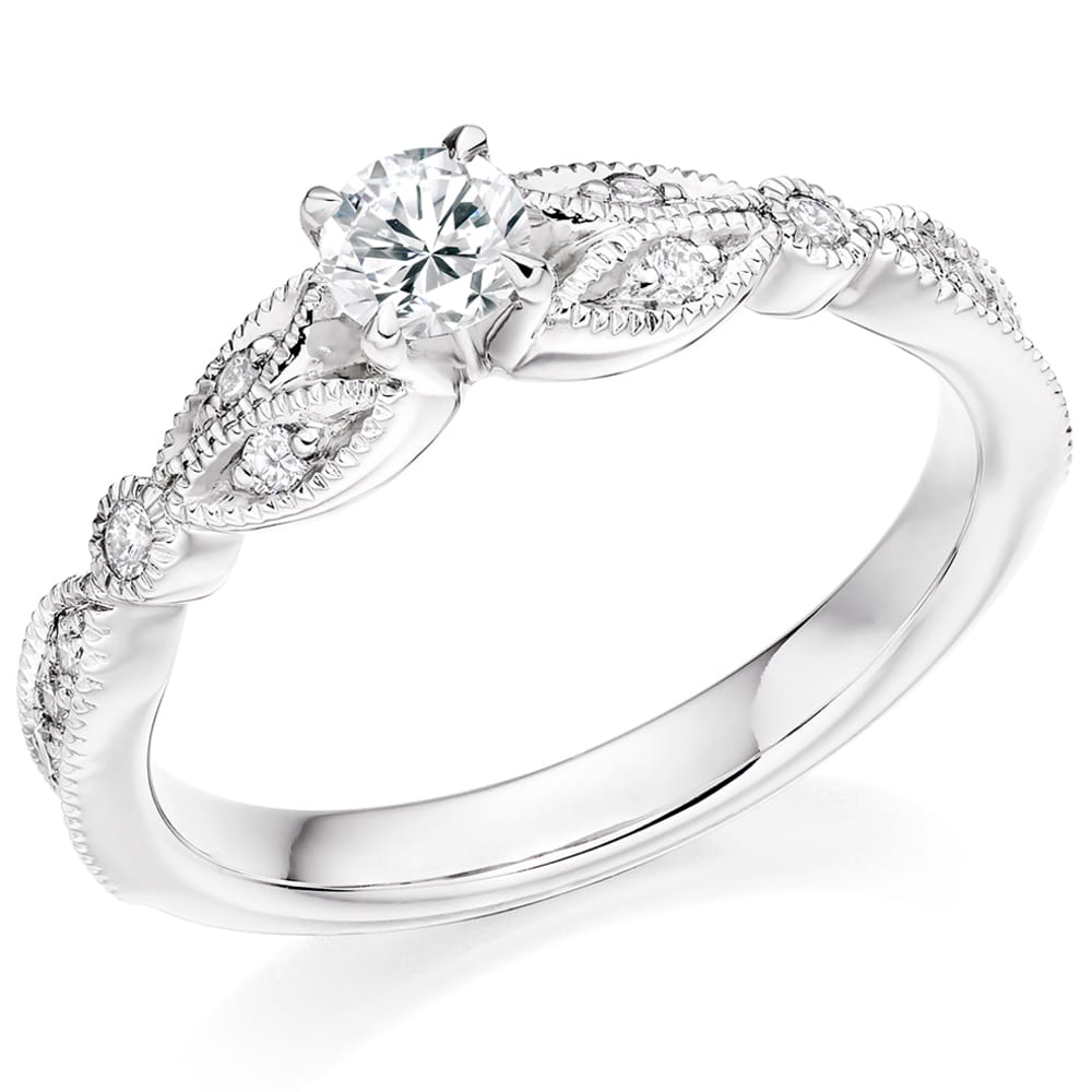 Platinum 0.43ct Diamond Fancy Solitaire Ring