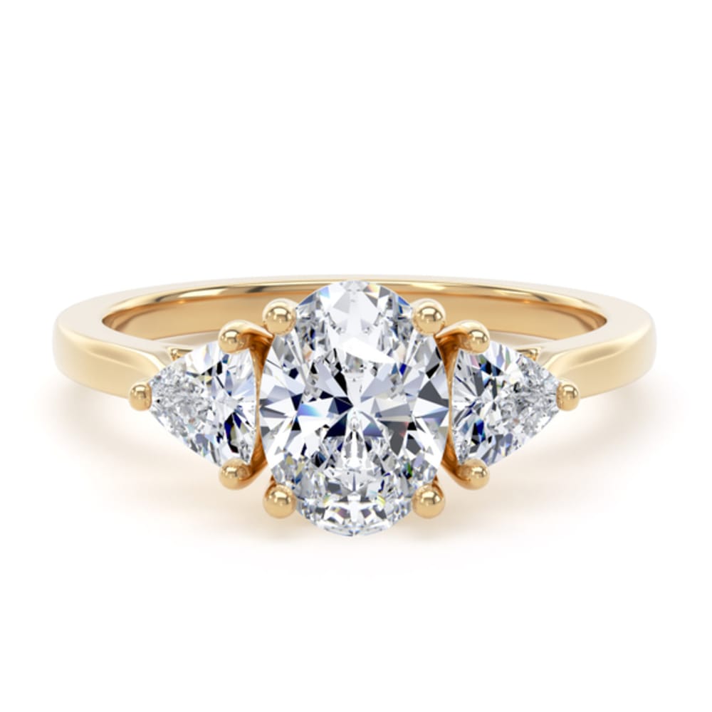 18ct Yellow Gold 0.80ct Oval Diamond Trilogy Ring