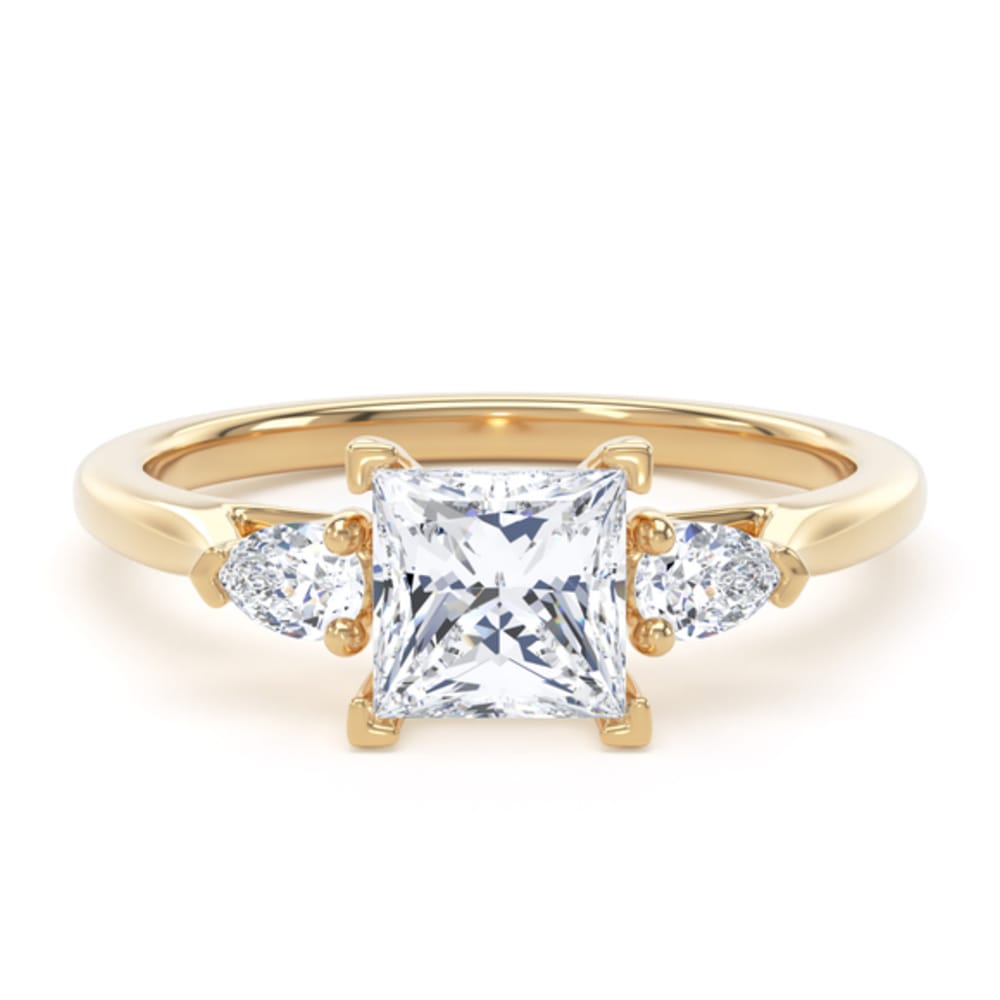 18ct Yellow Gold 0.65ct Princess Cut Diamond Trilogy Ring