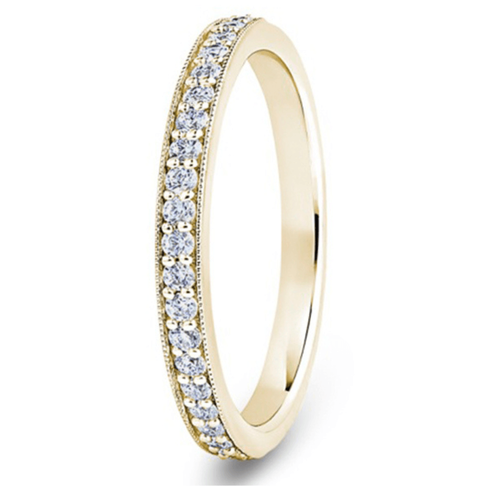 18ct Yellow Gold 0.20ct Diamond Milgrain Set Wedding Band