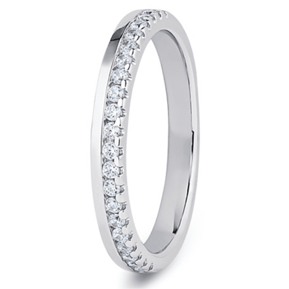 Platinum 0.20ct Diamond Offset Wedding Band