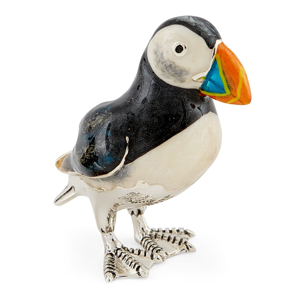 Saturno Sterling Silver Large Puffin Ornament