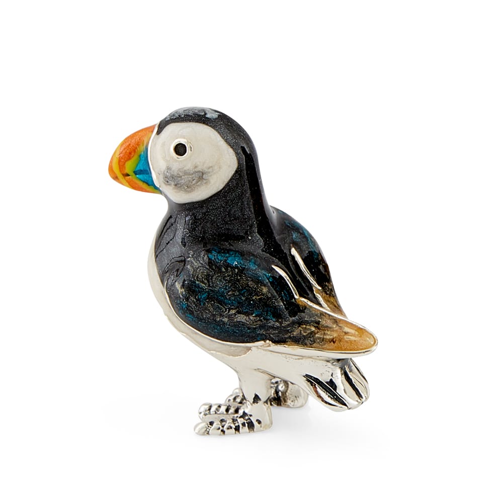 Saturno Sterling Silver Small Puffin Ornament