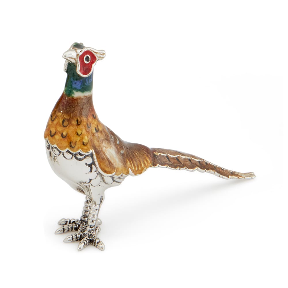 Saturno Sterling Silver Medium Pheasant Ornament
