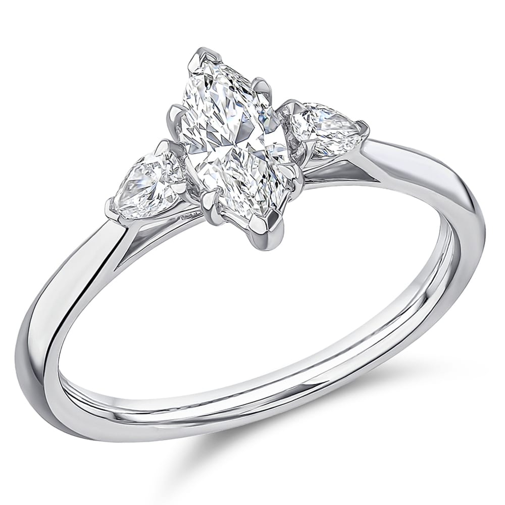 Platinum 0.61ct Marquise Diamond Trilogy Ring