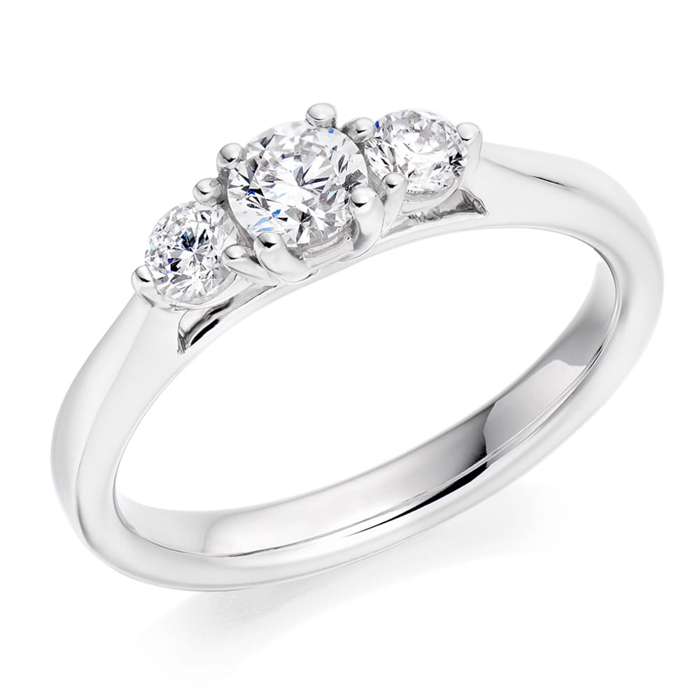 Platinum 0.55ct Round Diamond Trilogy Ring