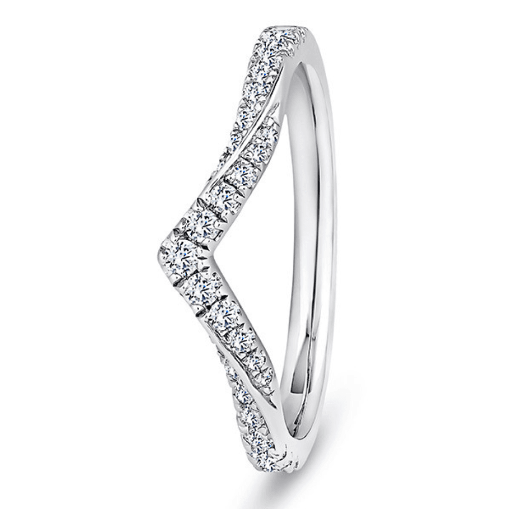 18ct White Gold 0.33ct Diamond Shaped Wedding Band