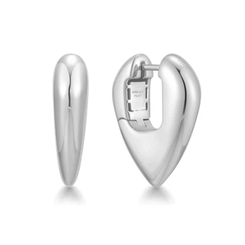 Ania Haie Silver Puffy Shield Hoop Earrings