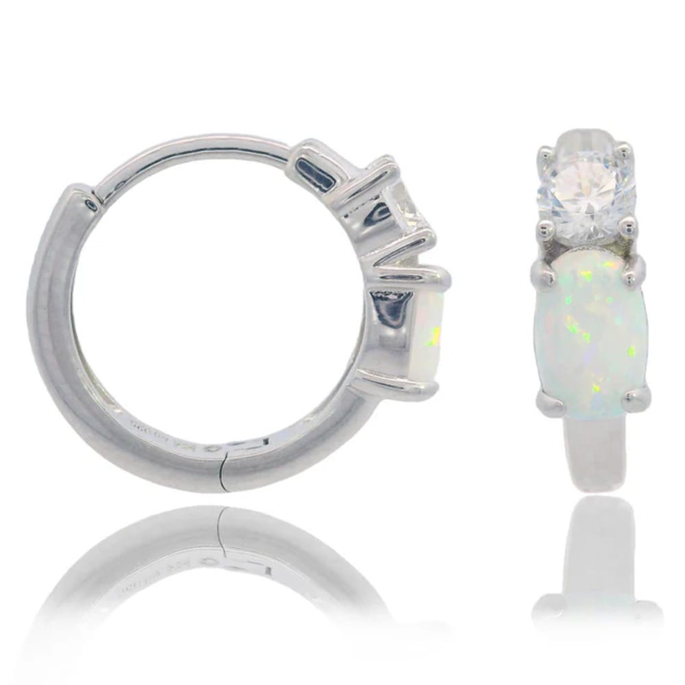 Georgini Opal Glow Silver Opal Hoop Earrings
