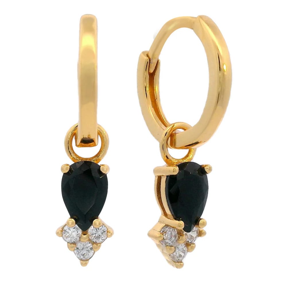 Georgini Midnight Velvet Gold Black Hoop Earrings