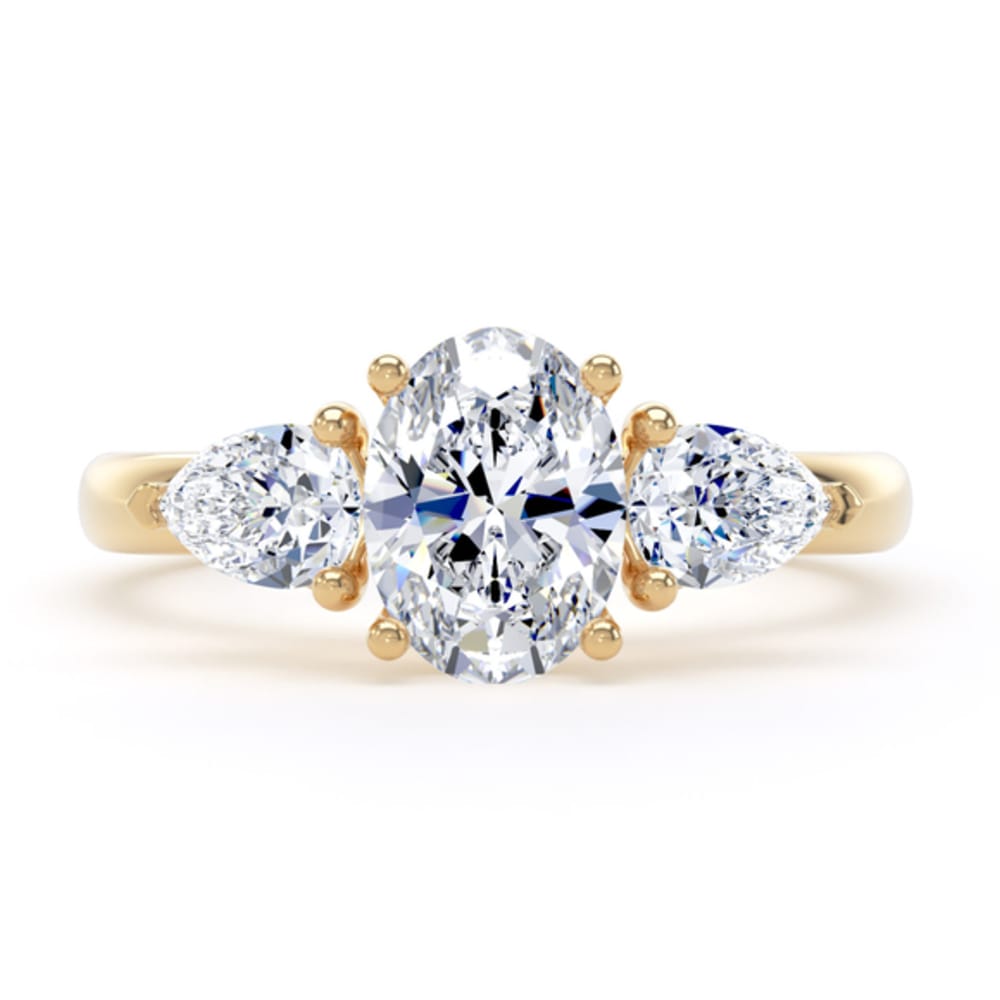 18ct Yellow Gold Lab Grown 4.00ct Oval Diamond Trilogy Ring