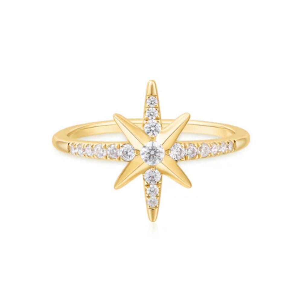 Ania Haie Gold Eight Pointed Star Signet Ring