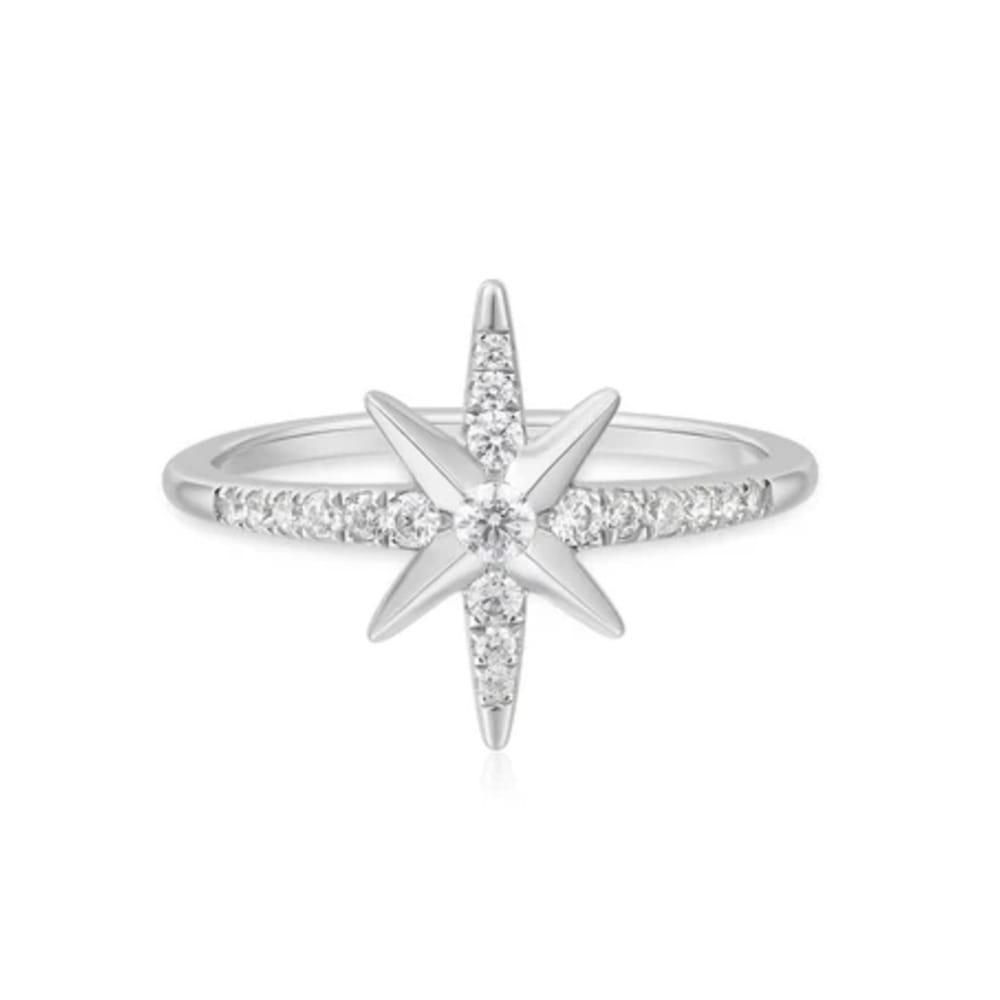 Ania Haie Silver Eight Pointed Star Signet Ring
