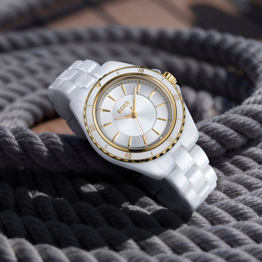 BOSS Ladies Sage Aqua Ceramic White Watch - Image 6