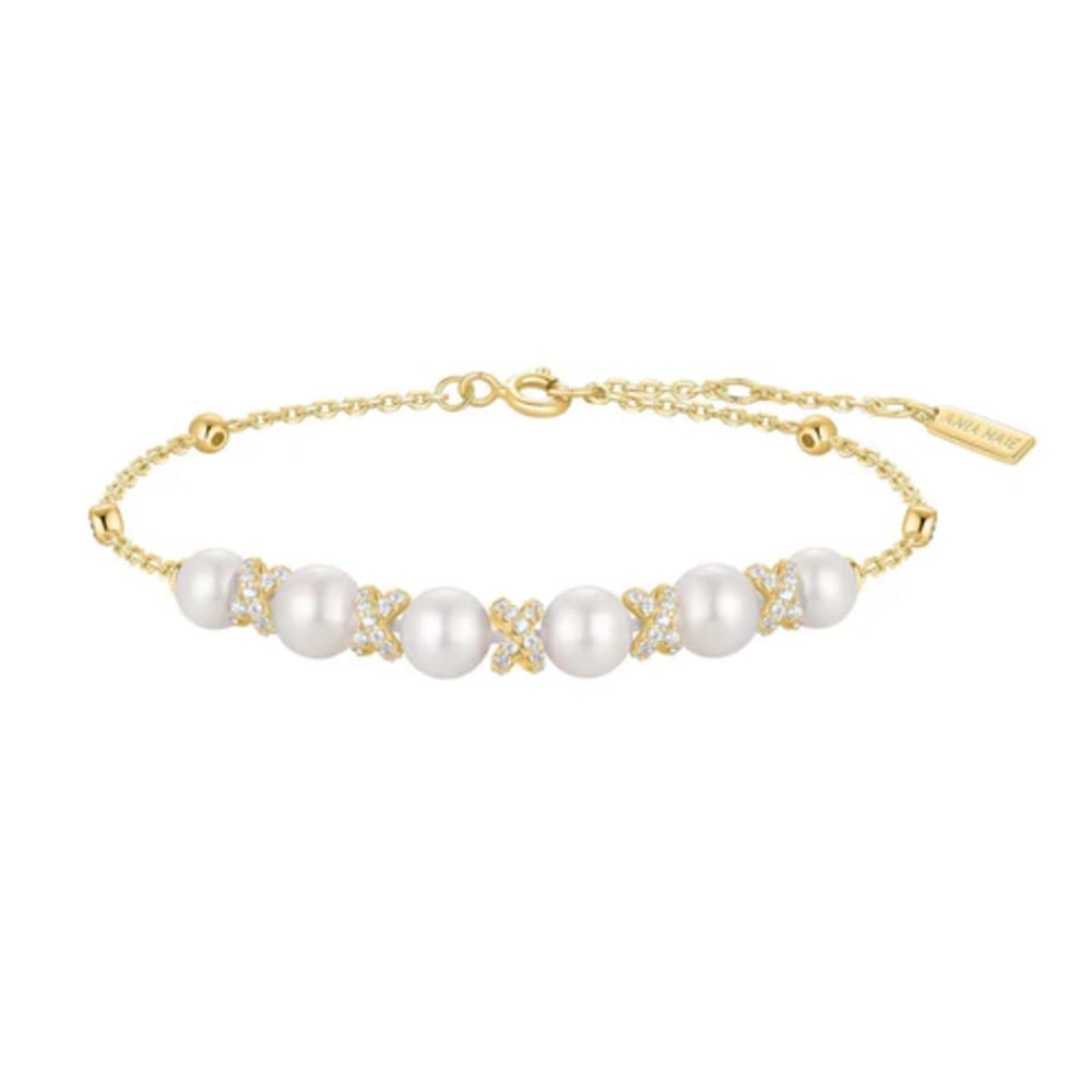 Ania Haie Gold Sparkling Braided Shell Pearl Bracelet