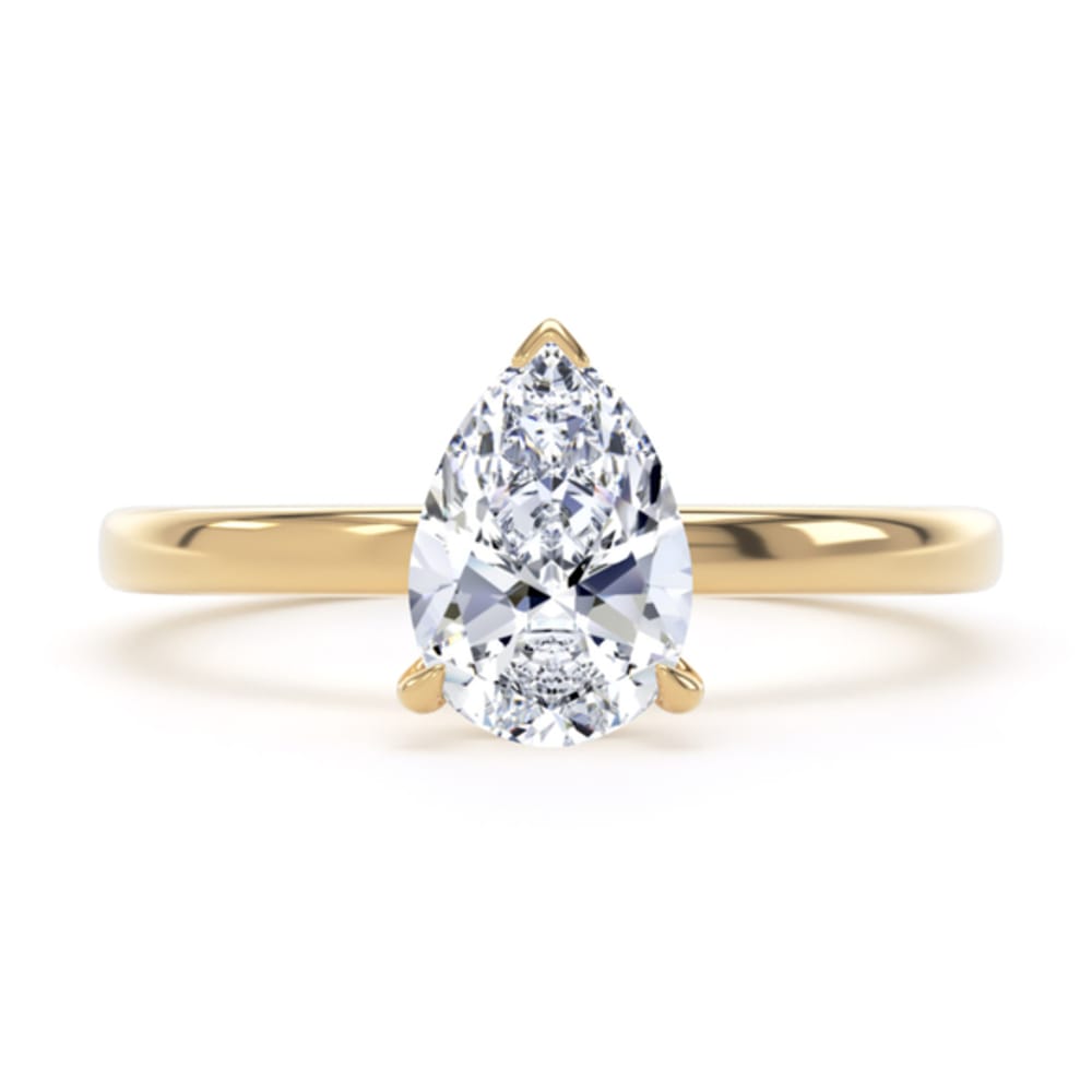 18ct Yellow Gold Lab Grown 1.51ct Pear Cut Diamond Hidden Halo Ring