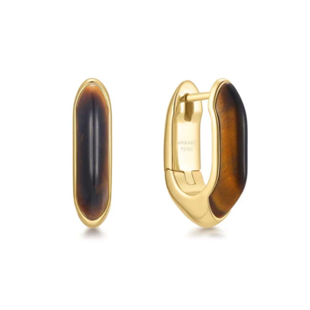 Ania Haie Gold Tiger Eye Huggie Hoop Earrings