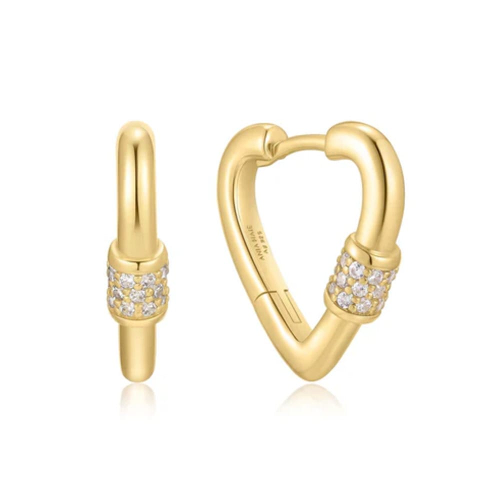 Ania Haie Gold Heart Clasp Huggie Hoop Earrings