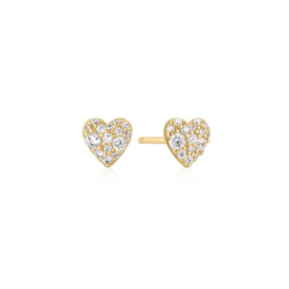 Ania Haie Gold Pavé Heart Stud Earrings