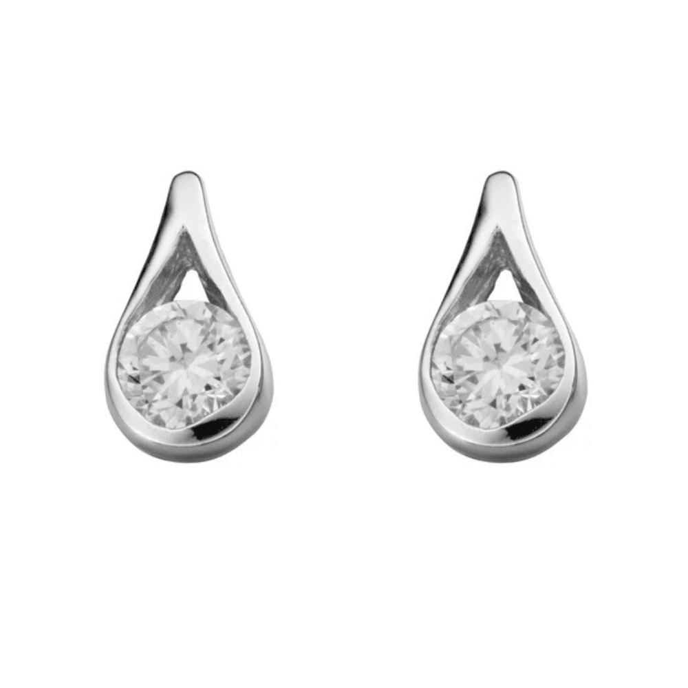 Beginnings Silver Crystal Teardrop Stud Earrings