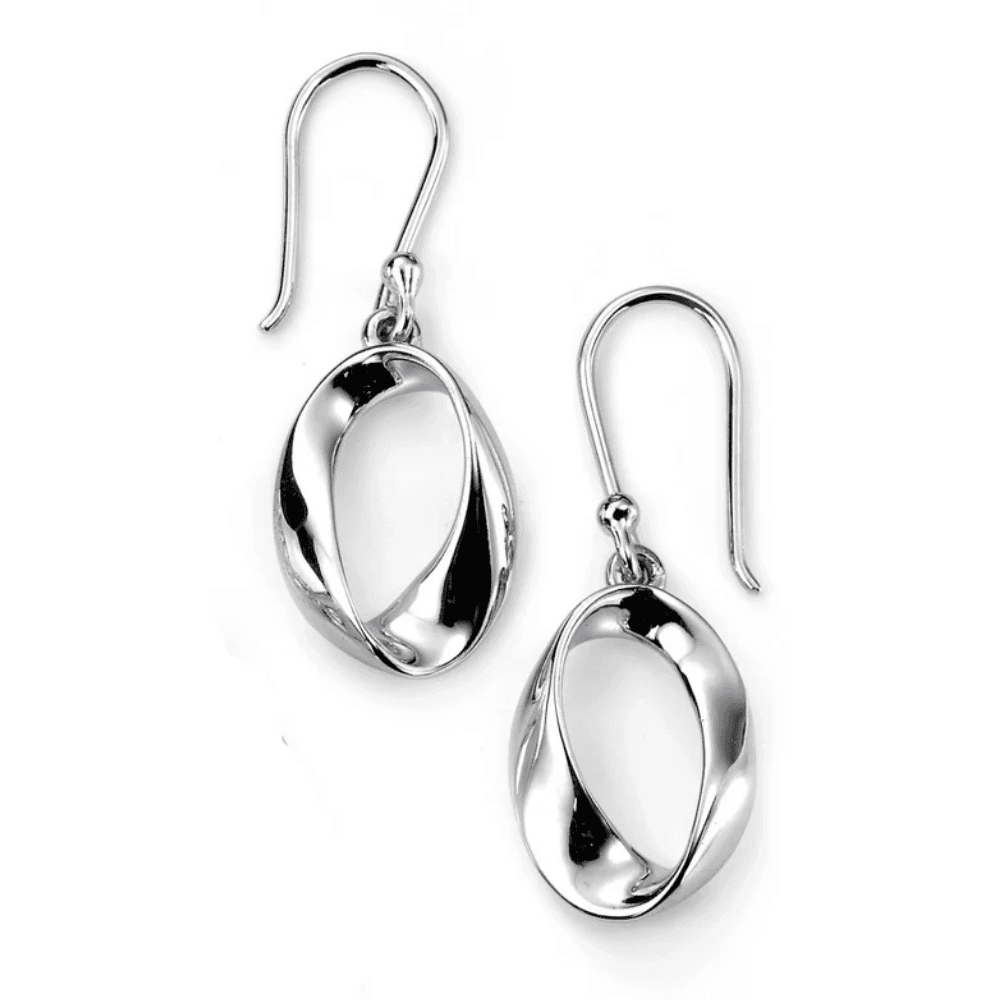 Beginnings Silver Open Twist Oval Drop Earrings