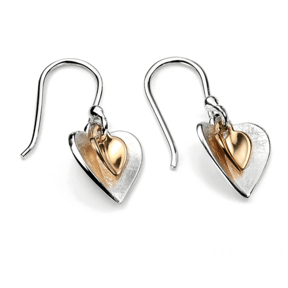 Beginnings Silver Double Heart Drop Earrings
