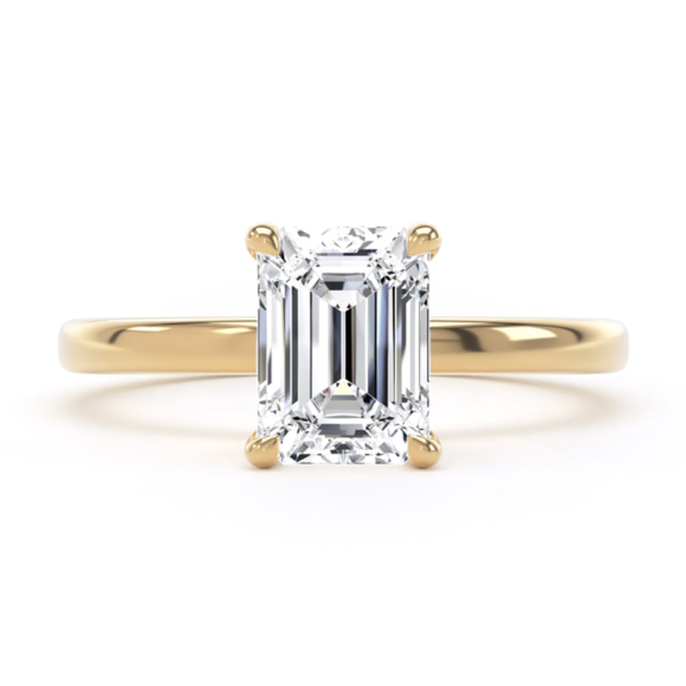 18ct Yellow Gold Lab Grown 1.29ct Emerald Cut Diamond Ring