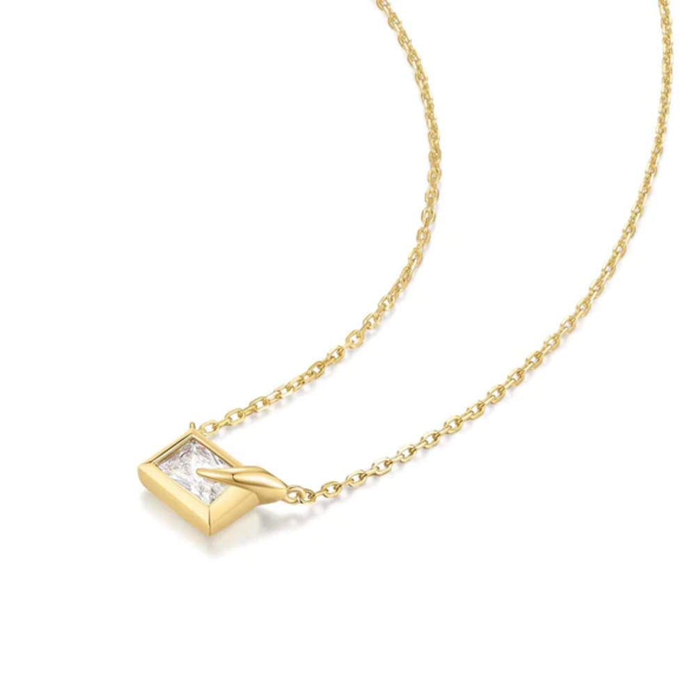 Ania Haie Gold Sparkling Bezel-Set Cube Necklace - Image 2